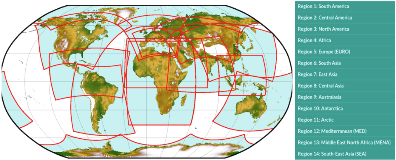 Description of the CORDEX domains and their coverage